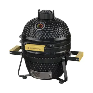 KitchenBrothers Kamado Bbq - Pfas Vrij - 13 Inch Houtskool Barbecue - 27⌀ Cm - Deluxe Set - Egg Bbq Met Accessoires Inclusief Hoes - Zwart
