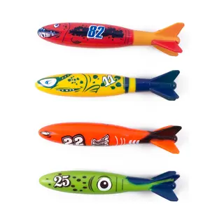 Benson Duikspeelgoed Torpedo's - Set Van 4 - Felle Kleuren - Kunststof - 13 Cm