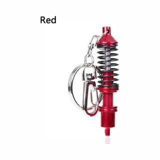 VCTparts® Mini Schokbreker Sleutelhanger – Aluminium Met Beweegbare Vering (Rood)