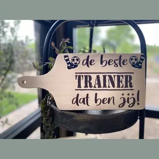 Creaties Van Hier - Serveerplank - Bedankt - Trainer - Voetbaltrainer - 35 Cm - Hout