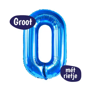 Happy Happenings Cijfer Ballonnen - Ballon Cijfer 0 - 70cm Blauw - Folie - Opblaas Cijfers - Verjaardag - 10, 20, 30, 40, 50, 60, 70, 80, 90 Jaar - Versiering