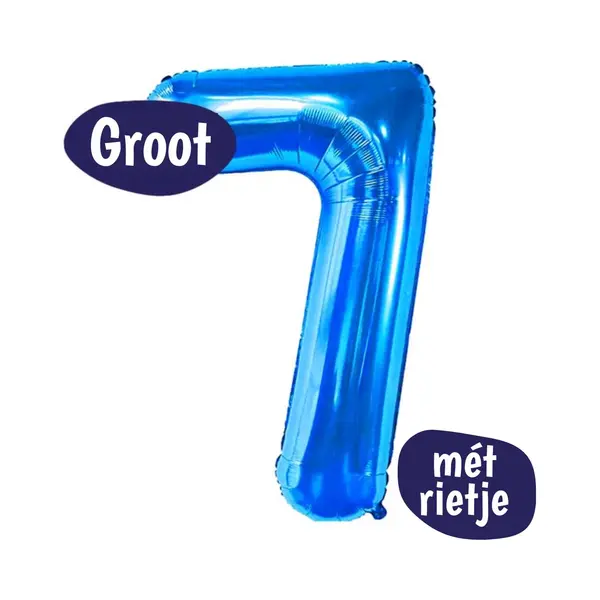 Happy Happenings Cijfer Ballonnen - Ballon Cijfer 7 - 70cm Blauw - Folie - Opblaas Cijfers - Verjaardag - 7 Jaar, 70 Jaar - Versiering thumbnail
