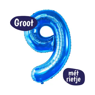 Happy Happenings Cijfer Ballonnen - Ballon Cijfer 9 - 70cm Blauw - Folie - Opblaas Cijfers - Verjaardag - 9 Jaar, 90 Jaar - Versiering