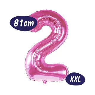 Happy Happenings Cijfer Ballonnen - Ballon Cijfer 2 - 70cm Fuchsia Roze - Folie - Opblaas Cijfers - Verjaardag - 2 Jaar, 20 Jaar, 21 Jaar - Versiering