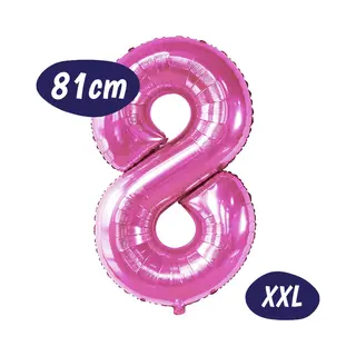 Happy Happenings Cijfer Ballonnen - Ballon Cijfer 8 - 70cm Fuchsia Roze - Folie - Opblaas Cijfers - Verjaardag - 8 Jaar, 18 Jaar, 80 Jaar - Versiering