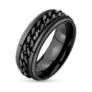 Moorell Ring Heren - Ringen Mannen - Zwarte Ring - Heren Ring - Ring - Ringen - Ring Mannen - Mannen Ring - Herenring - Zwart - Met Uniek Schakelmotief -