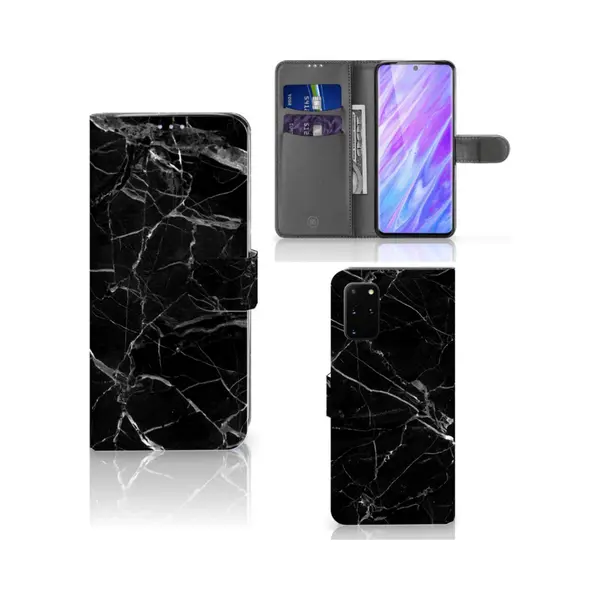 B2Ctelecom Samsung Galaxy S20 Plus Bookcase Marmer Zwart - Origineel Cadeau Vader thumbnail