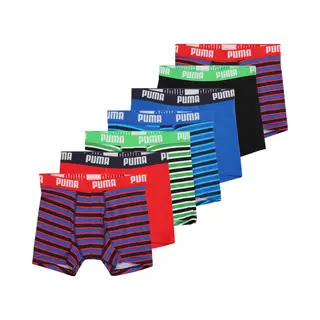 Puma Jungen Boxer Shorts, 6er Pack - Everyday Striped Boxers Ecom 6P, Cotton Stretch, Streifen Blau/Grün/Rot 146-152