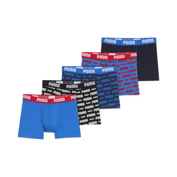 Puma Boxershorts Für Kinder Weicher Bio-Baumwollstretch Unterwäsche 6 Er Pack, Farbe, Red/Blue, Bekleidung, 140 thumbnail