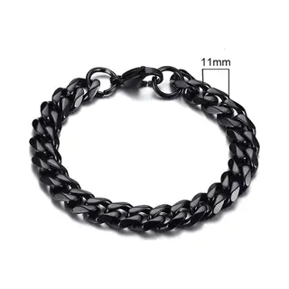 Stalen Heren Armband Lgt Jwls Gourmet Schakel Zwart 11mm-21cm