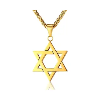 Mendes Heren Ketting Edelstaal David Ster Goudkleurig
