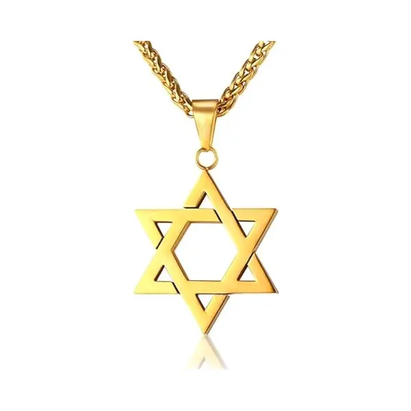 Mendes Heren Ketting Edelstaal David Ster Goudkleurig thumbnail
