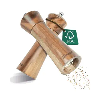 Dieux® - Peper En Zoutmolen Set - 15CM - Zout Peper Kruiden - 2 Stuks - Acacia Hout - Instelbare Maalgraad - Luxe Kwaliteit - Hervulbaar - Pepermolen