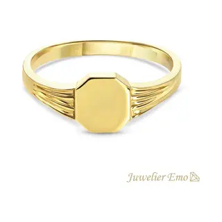 Juwelier Emo - 14 Karaat Vierkante Gouden Kinderring Jongens - Kids - Glans Look - Maat 16.00