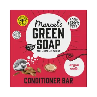 Marcel's Green Soap - Hair Conditioner Bar Argan & Oudh - Eco-Friendly - Zero Plastic Packaging - Palm Oil Free - Vegans - Compact And Long-Lasting -