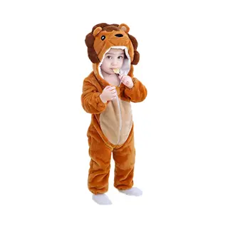Budino® Baby Onesie - Baby Romper - Baby Pyjama - Baby Pakje - Baby Verkleedkleding - Carnavalskleding - Dier - Leeuw - Bruin - Maat 90