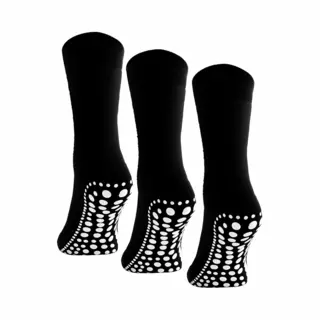 Budino® Huissokken Anti Slip Set - 3 Paar - Dikke Antislip Sokken - Gripsokken - Dikke Yoga Pilates Sokken - Maat 43-46 - Zwart
