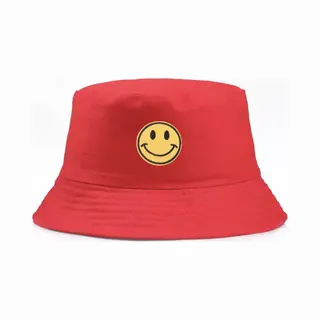 Bucket Hat - Smiley Hoedje Vissershoedje Zonnehoedje - Rood