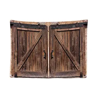 Ulticool - Houten Poort Tuin Deuren Muur - Wandkleed - 200x150 Cm - Groot Wandtapijt - Doorkijk - Wanddecoratie Hout Natuurlijk - Decoratie Hangend