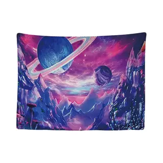 Ulticool - Wandteppich Dekoration Wohnung - Planeten Lila Berge Meer - 200 X 150 Cm Groß - Wandtuch Wandbehänge - Accessoires Für Schlafzimmer
