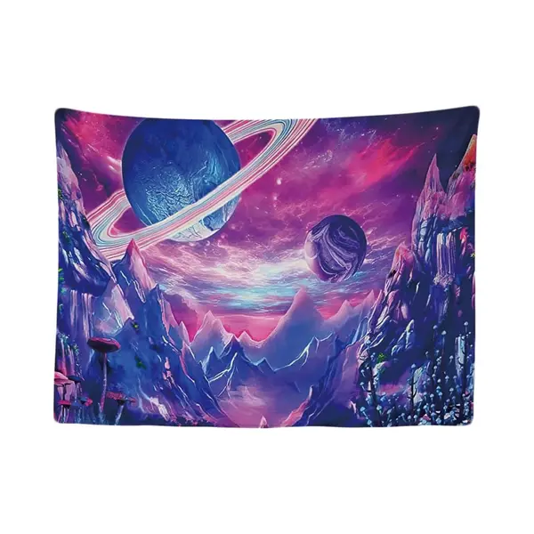 Ulticool - Wandteppich Dekoration Wohnung - Planeten Lila Berge Meer - 200 X 150 Cm Groß - Wandtuch Wandbehänge - Accessoires Für Schlafzimmer thumbnail