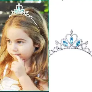 Mylinsé Tiara Prinses – Diadeem Blauw – Kinder Kroon – Prinsessen Diadeem – Meisje Vanaf 3 Jaar – Zilverkleurig Met Steentjes – Feest Accessoire