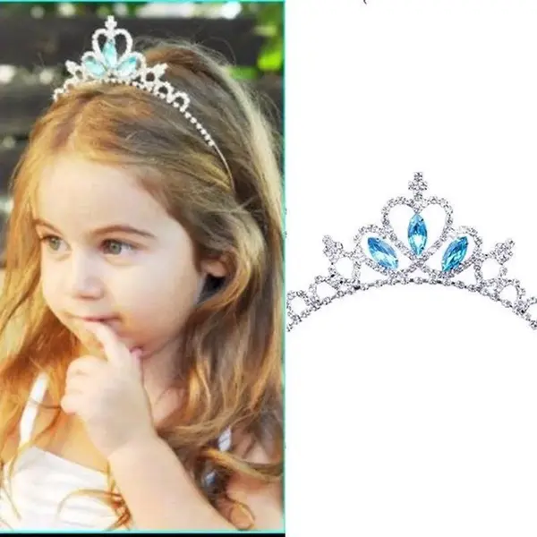 Mylinsé Tiara Prinses – Diadeem Blauw – Kinder Kroon – Prinsessen Diadeem – Meisje Vanaf 3 Jaar – Zilverkleurig Met Steentjes – Feest Accessoire thumbnail