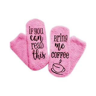 Malinsi® Grappige Sokken Koffie - Bring Me Coffee - Leuke AntiSlip Huissokken Dames - Gekke Cadeaus Cadeautjes Volwassenen - Funny Socks Vrolijke