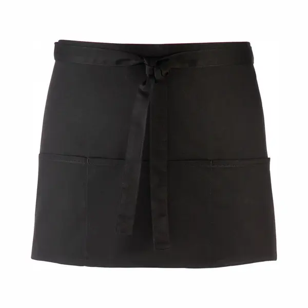Kort Schort Met 3 Open Zakken Pr155|zwart| Restaurant Schort | Bedieningsschort | 12 Verschillende Kleuren| Horeca Kleding thumbnail