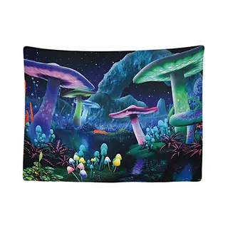 Ulticool - Psychedelische Paddenstoel Hemel - Tapestry Mushroom Bos Figuren Decoratie Paddo's - Magic Mushroom Glow In The Dark - Fluor Neon