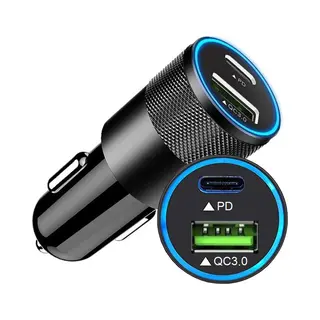 DutchOne Autolader Usb A & Usb C - Auto Oplader Usb - Usb C Autolader 2 Poorten - Auto Lader - Sigarettenaansteker Usb Oplader Auto - Snellader -