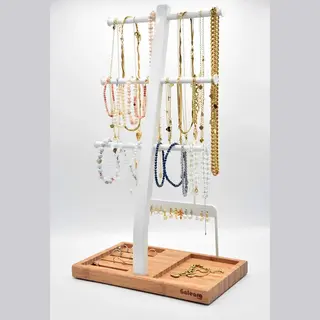 Sieradenhouder Extra Hoog Voor Kettingen - Opbergrek Voor Sieraden - Sieradenrek Wit Halskettingen Armbanden Oorbellen Ringen Galeara Design® Viva