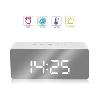 Luxime® - Digitale Wekker - Slaapkamer - Klok - Alarmklok - Energiezuinig - Wit