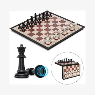 Woodley Magnetisch Schaakbord - Schaakspel Met Schaakstukken - Bordspellen - Spellen - Schaakset - Schaken - Inklapbaar - Makkelijk Mee Te Nemen