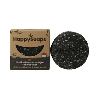 HappySoaps Shampoo Bar - Charming Charcoal & Sweet Sandal - Alle Haartypes - 100% Plasticvrij, Natuurlijk En Vegan - 70gr