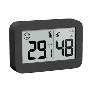 Yuconn Hygrometer - Weerstation - Thermometer Binnen - Digitaal Thermometer En Luchtvochtigheidsmeter - Inclusief Batterij En Plakstrip - Zwart