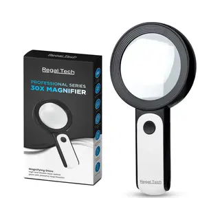 Regal Tech® Vergrootglas Met Verlichting – 30x Vergroting – Loep Met Led Verlichting – Leesloep – Loep – Leesloep Voor Ouderen –