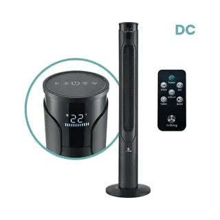 AirKing Turmventilator 117cm Extra Leiser Dc-Motor 12 Modi Mit Fernbedienung - Ventilator Dimmbarer Led-Bildschirm Schwarz AKTN117BK-Dc