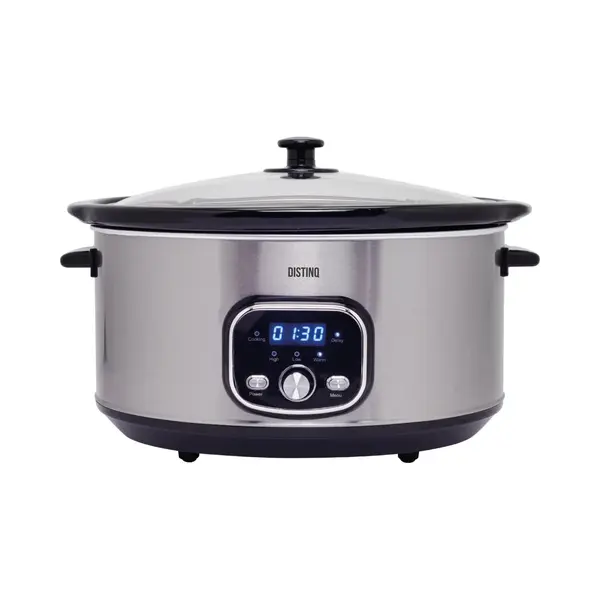 DistinQ Slowcooker - 8 Liter - 320 Watt - Warmhaltefunktion - Keramische Innenpfanne - Silber thumbnail