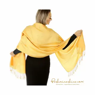 Pashmina Shine Luxe Dames Sjaal 200×70 Cm – Pure Cashmere & Zijde – Ultra Zacht – Okergeel-Sjaal Heren-Pashmina
