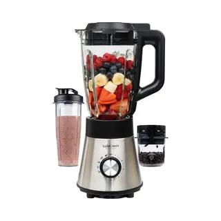 Safecourt Kitchen Power Blender - 1, 5L Glas & 600ml To-Go Beker + Koffiemolen - 1300W Smoothie Maker - Krachtig, Stil En Eenvoudige Reiniging
