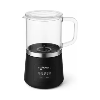 Safecourt Kitchen Glas-Milchaufschäumer - Elektrischer Milchaufschäumer - Antihaftbeschichtung - 600 Watt - Schwarz
