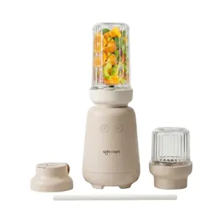 Safecourt Kitchen PureBlend - 1000W Smoothie Maker - Bpa Vrij - Inclusief To-go Drinkdeksel + Rietje- Premium Tritan Blendbekers - Beige