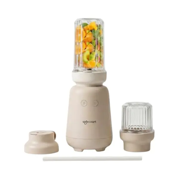 Safecourt Kitchen PureBlend - 1000W Smoothie Maker - Bpa Vrij - Inclusief To-go Drinkdeksel + Rietje- Premium Tritan Blendbekers - Beige thumbnail