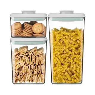 Ankou Luchtdichte Voorraadpotten - Set Met 3 Stapelbare Potten Met Drukknop Voor Vacuum Opslag. 1x 500ml+ 1x 1200ml+ 1x 1800ml