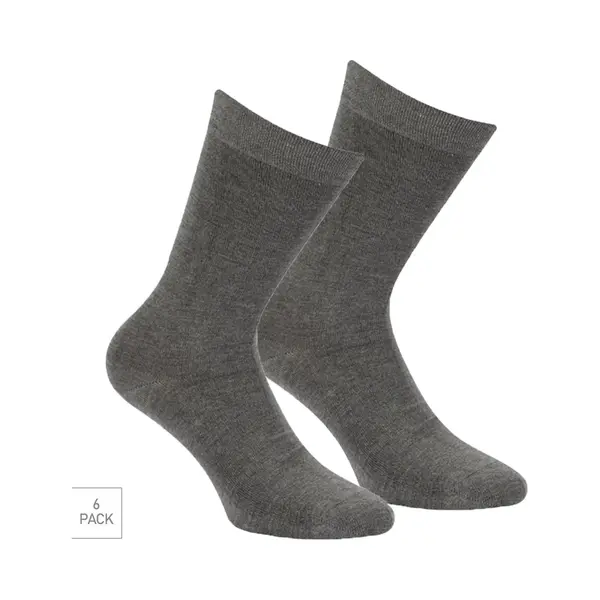 Boru Bamboo Bamboe Sokken 6-Pack - Medium-Grijs - Maat 39-42 - Dunne Bamboe Sokken Voor Frisse Droge Voeten - Dames / Heren thumbnail