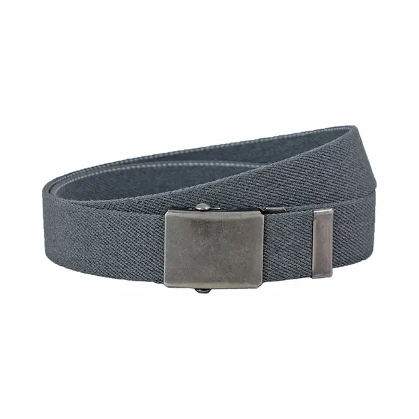 Landley Elastische Canvas Riem Met Metalen Schuifgesp - Stretch - Koppelriem - Dames / Heren - Unisex - Grijs - Lengte Totaal 110 Cm / Riemmaat 95 thumbnail