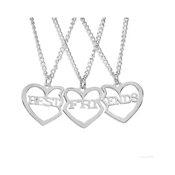 Kasey Vriendschapsketting - Bff Ketting Voor 3 - 3 Stuks - Hartjes - Zilverkleurig thumbnail
