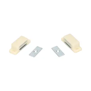 Magneetsnapper - 2x - Met Metalen Sluitplaat - Gebroken Wit - Deurstoppers