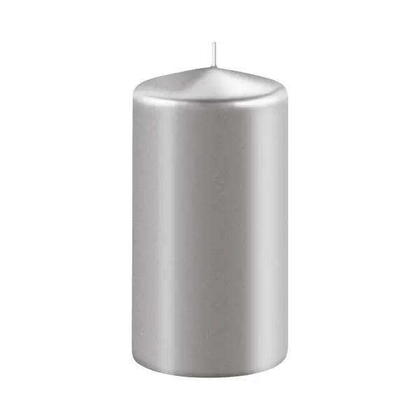 Enlightening Candles Cilinderkaars/stompkaars - Zilver - D6 X H8 Cm - 27 Branduren - Dikke Kaarsen - Voor Kandelaar Of Plateau thumbnail